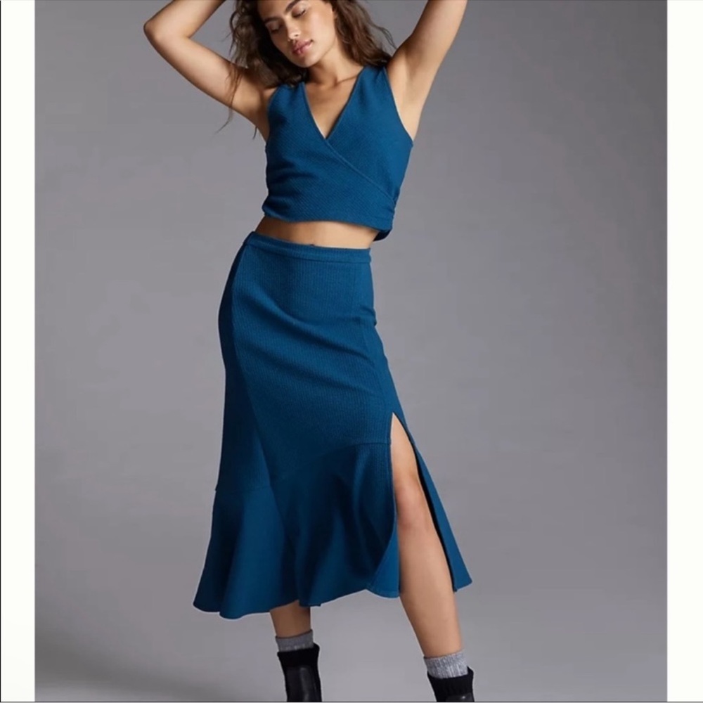 Anthropologie Slim Skirt Set Cropped Midi Sleeveless